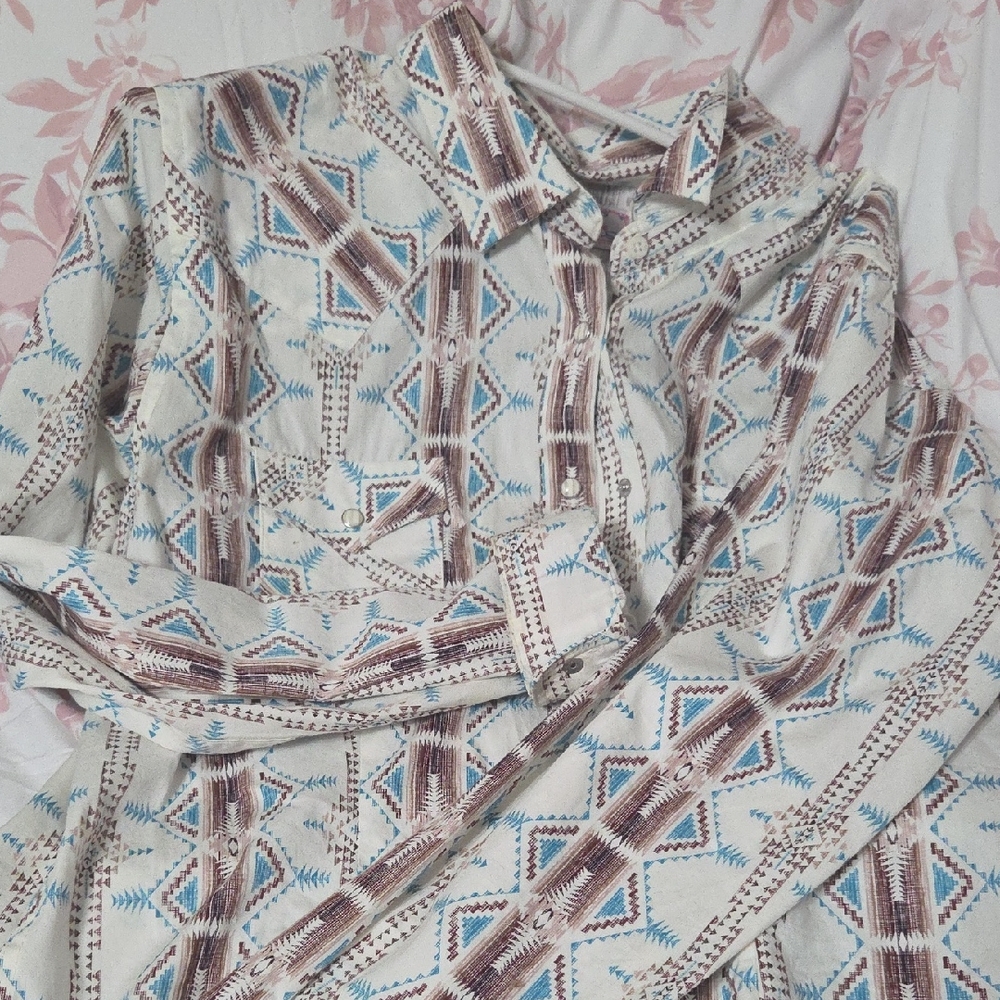 Geometric Patterned Button Down Shirt - image 1